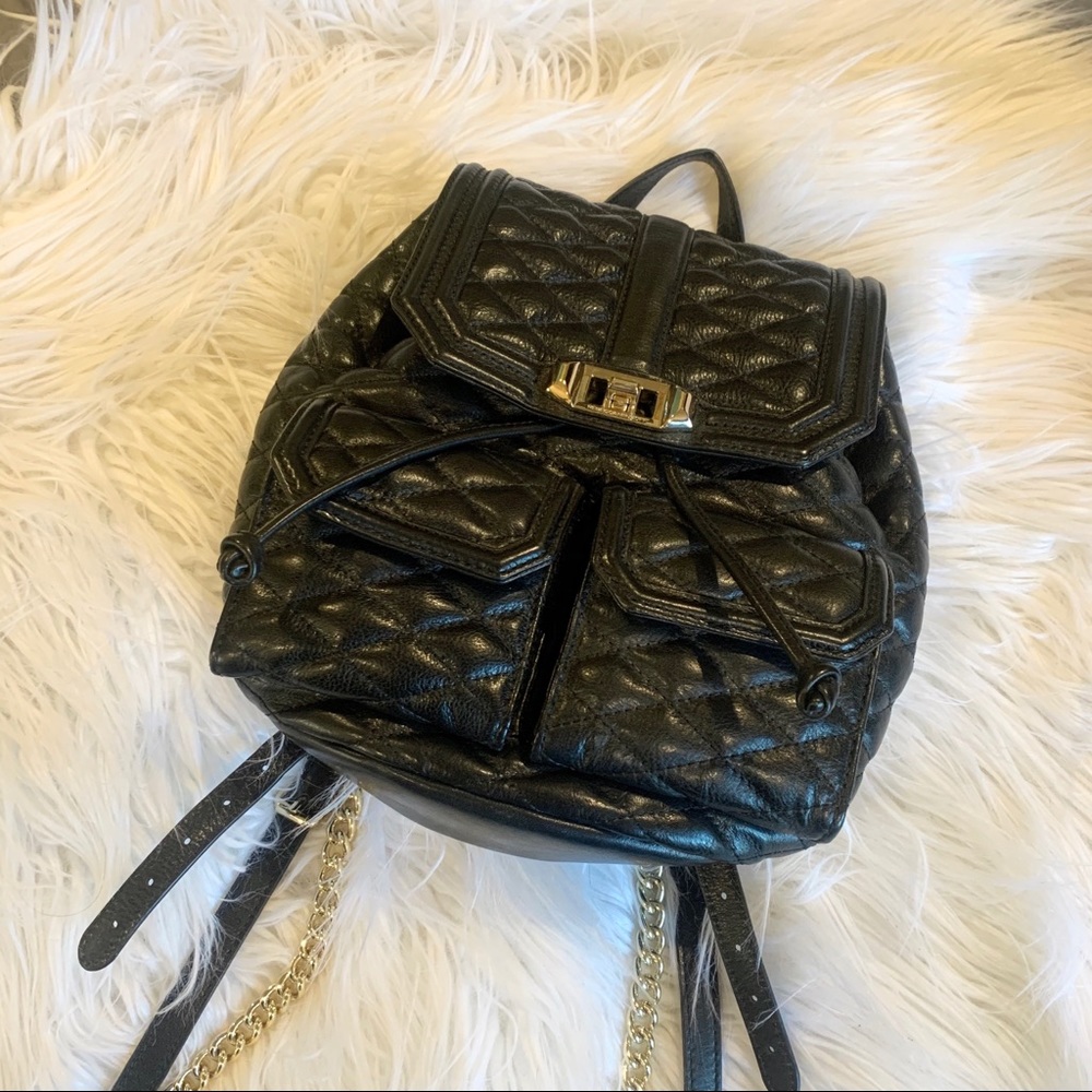 Rebecca Minkoff Black Quilted Mini Backpack